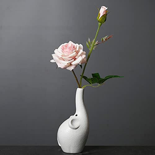 Pevfeciy Entzückende Elefant -Vase -Keramikkunst -Vase -Blumenvasen Für Home Office Wohnzimmer Veranstaltungen Dekoration Hochzeiten Oder Besondere Anlässe,Weiß