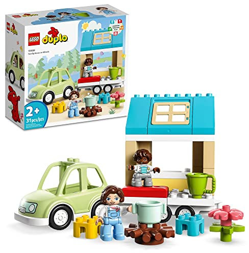 LEGO DUPLO Familienhaus auf Rädern 10986, Spielzeugauto für Kleinkinder 2 Plus Jahre alt Jungen und Mädchen, Vorschule Lernspielzeug, Große Ziegel Camping Set