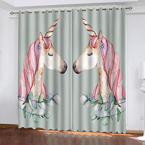 Kinder Gardinen Kinderzimmer Junge Mädchen Blickdicht Farbe Tier Pferd 140X160Cm 2Er Set Verdunkelungsvorhang Thermovorhang Hitzeschutz Vorhänge Wohnzimmer Schlafzimmer Vorhänge Mit Ösen