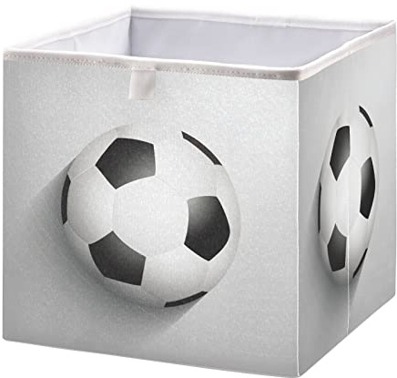 Vnurnrn Fußball Fußball Sport Kleidung Spielzeug Box Faltbare offene Aufbewahrungsboxen Organizer großer Kapazität mit Deckel für zu Hause