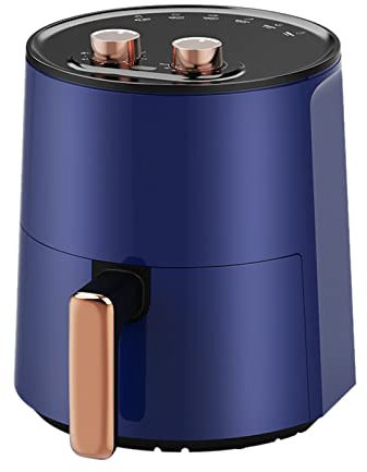 Linmeng 4.5L high capacity air fryer 1300W Oil free low fat electric fryer oven double knob temperature/timing control (Color : Blue)
