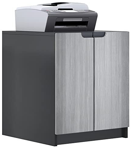Vladon Druckerkommode Logan, Aktenschrank mit 2 Fächern und 2 Türen, Korpus in Schwarz matt, Fronten in Avola-Anthrazit, (51 x 60,5 x 54 cm)