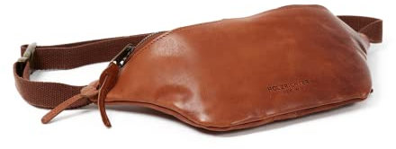 HOLZRICHTER Berlin - Große Bauchtasche aus Leder für Damen und Herren, 12 x 30 x 7,5 cm, Vintage Gürteltasche, Handgefertigte Hüfttasche, Premium Accessoire in Cognac, No 1-2