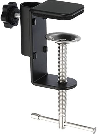 PATIKIL 0.51 Hole Dia. Desk Table Mount Clamp, Universal C Shape Desk Clamp with Adjustable Screw for Mic Microphone Arm Lamp Stand, Black