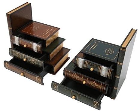 Regale, Buchstützen, Dichte Tafel, Ordentliche Aufbewahrung, Ideal für Geschenke, Buchstützen mit Schubladen für das Büro