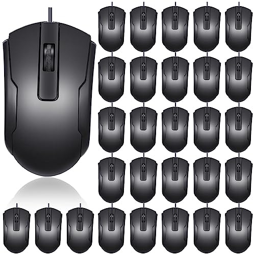 Xuhal 50 Pcs Wired Mouse Bulk 3.9 ft Long Cord Black USB Computer Mice Pack Basic for Students Supplies Plug in Gaming Mouse for Pc Desktop Laptop Office School Classroom Business Home