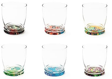 Excelsa Kimono - Juego de 6 vasos con fondo decorado, 340 ml, diámetro 8 cm, cristal