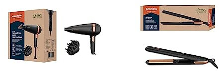 GRUNDIG Naturashine HD 7081 Haartrockner mit Ionic- Funktion, Keramik Schutz & Naturashine HS 7030 Haarglätter, Glätteisen
