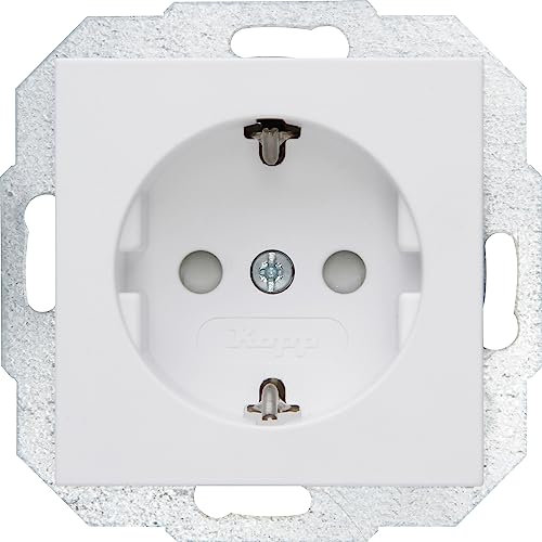 Kopp Athenis Schutzkontakt-Steckdose, 1-fach mit Berührungsschutz, 16A, 250V~, IP20, arktis-weiß, matte Oberfläche, 940032084