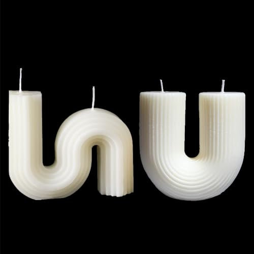 2 Stück Ästhetische U-förmige und S-Form Kerzen - Minimalistische Geometrische Sojawachs Duftkerze - Kunst Deko für Hochzeit, Weihnachten, Geburtstag, Geschenk