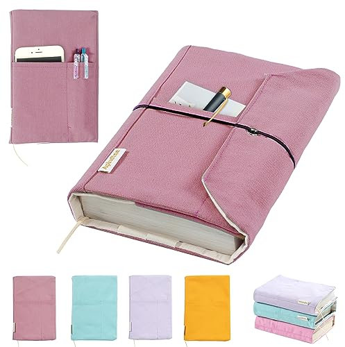 Buchumschläge aus Segeltuch, waschbarer Schutz für Taschenbuch-Romane, verstellbarer Einband für Hardcover mit Taschen für Stift, Softcover-Bücher, Liebesgeschenke