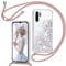 TUUTPU Handyband für Huawei P30 Pro Hülle mit Band, Glitzer Treibsand Handyhülle mit Kordel zum Umhängen Transparent Stoßfest Schutzhülle mit Kette Schnur, Quicksand Necklace Case in Roségold