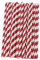 Lot de 25 pailles en papier rayées pour bricolage - Grande couleur rouge - Rouge et blanc - Biodégradables - 19,1 cm