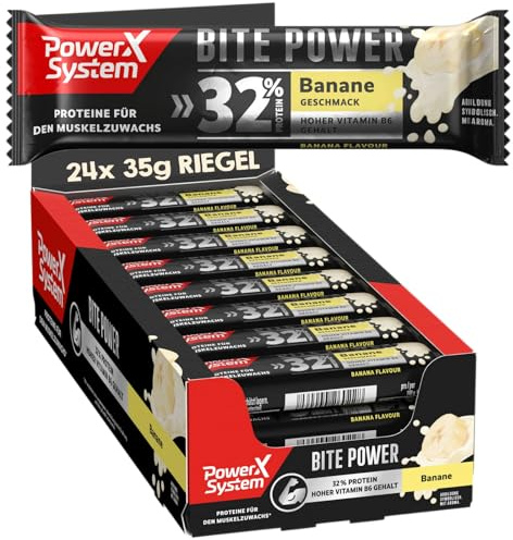 Power System Bite Power Banane Proteinriegel, 32% Eiweiß, 24x 35g