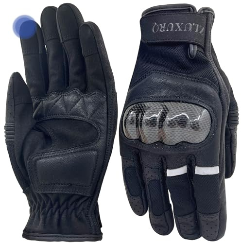ZLUXURQ Guanti da moto a nocche rigide da uomo, touch screen a dita piene per equitazione, corsa, ciclismo, arrampicata, motocross