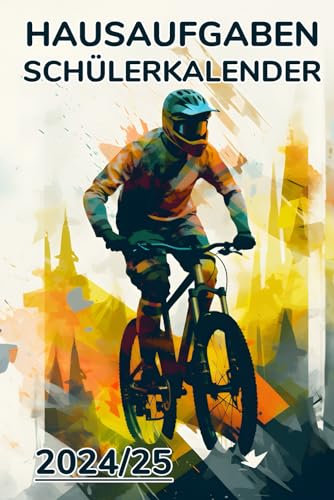 Hausaufgaben Schülerkalender: Mountainbike Cover für Schüler mit Datum Notizen | Schülerplaner | To Do Listen | Stundenplan | Hausaufgabenheft |
