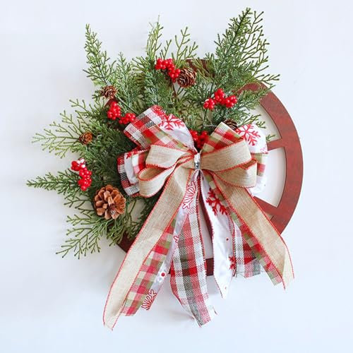 Ghirlanda Di Simulazione Di Piante Da 30 Cm, Anello Di Fiori Di Natale Porta Appesa Decorazione Ruota Della Roulette In Legno Anello In Rattan Con Pigna (Color : A)