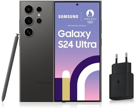 SAMSUNG GALAXY S24 Ultra, Smartphone Android 5G, 256 Go, Chargeur secteur rapide 25W inclus [Exclusivité Amazon], Smartphone déverrouillé, Noir, Version FR