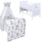 Generic Babybett Komplett Set Max Prince 60x120 weiß Kinderbett umbaubar zum Juniorbett inkl. Bettwäsche Set Komplett (Teddy und Freunde beige)