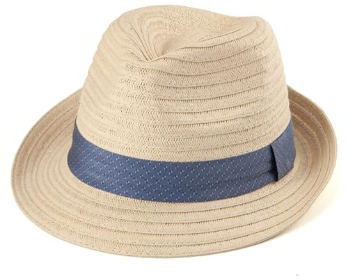 LADYBRO Stroh-Trilby-Hut für Männer - Sommer Sonnenhut Reise Strand Panama M/L & L/XL, Verstellbar