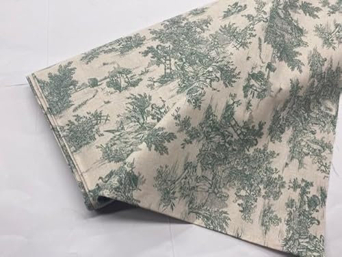 Toile de Jouy Tissu en popeline 100 % coton, 1 m x 150 cm, vert