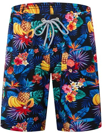 APTRO Herren Badehose Lang Badeshorts Schnelltrocknend Boardshorts Freizeit Short Ananas MK3369 M