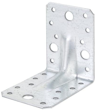 Alberts 846619 Schwerlast-Winkelverbinder mit Sicke | sendzimirverzinkt | 90 x 90 x 65 mm | 48er Set
