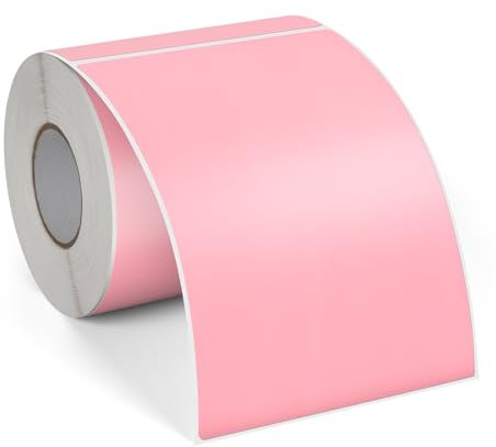 FINDAT Rosa Thermo-Etiketten 100 x 150 mm Vinyl Rolle Selbstklebende Versandetiketten Wasserdichtes Rechteck Drucker Thermo-Aufkleber für Adress Barcode Büro Logo Design 250 Stück