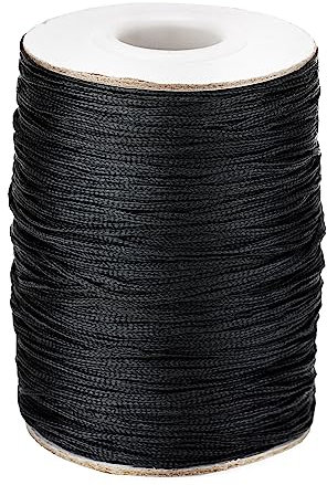 KINGLAKE 1.5mm Black Nylon Cord, 100 Yard Braided Nylon String Roman Venetian Blind Cord Pull Cord Picture Hanging Cord for Repairing Blind,Beading,Bracelet,Jewelry Making,Necklace, Crafts,Gardening