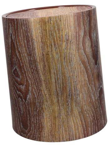 Ciieeo Poubelle Imitation Bois Ronde 15l En Plastique Robuste Couvercle Basculant Pour Bureau Et Salle De Bain Usage Domestique