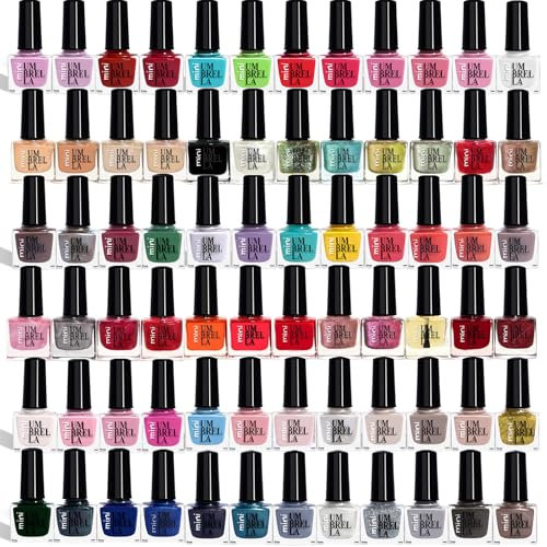 Nagellack-Set ohne Gel – 72 Farben, 5-ml-Fläschchen mit glänzendem, pastelligem, glitzerndem, mattem & metallischem Finish, Hergestellt in der EU (Set A+B+C, 72 Colours)