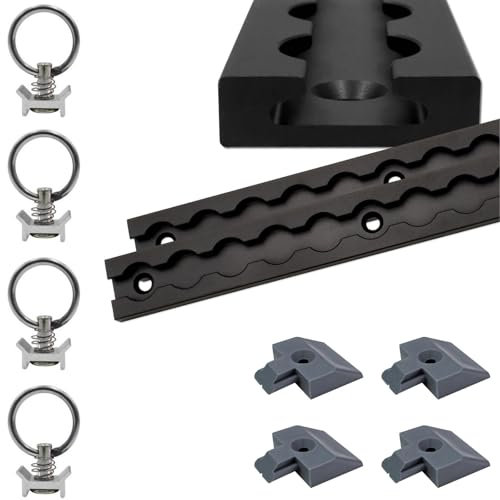 Airlineschiene robust eloxiert eckig schwarz 2X 1,5 Meter mit 4 Zurrösen und 4 Endkappen, Alu Zurrschiene Black line, hohe Stabilität und Langlebigkeit, für Anhänger, PKW, LKW, Camper, Wohnmobil