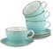 Creatable, 34041, Serie Vintage Nature Aqua, 8-teiliges Geschirrset für 4 Personen, Cappuccino Set aus Porzellan, spülmaschinen- und mikrowellengeeignet, Made in Europe