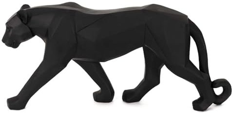HOME DECO FACTORY, HD1340 - Estatua de Pantera de Origami Negra, Objeto Decorativo Moderno, diseño Limpio, Ideal para salón u Oficina, tamaño 40 cm, Color Negro