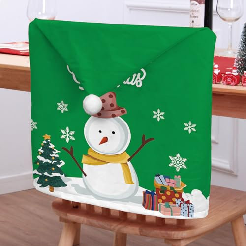 Mateju 2024 Stuhlhussen Weihnachten 2/4/6/8er Set, Stuhlüberzug Weihnachts Themen Stuhlbezug Nikolaus Weihnachtsdeko für Weihnachten, für Weihnachten Deko,Zuhause,Küche (6er Set,Grün)