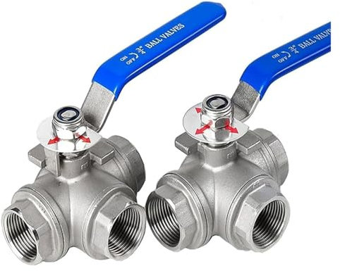 Kugelhahn, Kugelhahn, Kugelhahn aus Edelstahl, 3-Wege-Kugelhahn aus Edelstahl, T-Typ, L-Typ, 1/4 Zoll, 3/8 Zoll, 1/2 Zoll, 3/4 Zoll, 1 Zoll, 2 Zoll Innengewinde-Kugelhahn for Flüssigkeiten, Gase,(DN32