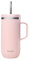 QWETCH - Cold Cup 600ml avec Poignée et Paille - 24h Glacé & 12h Froid - Pastel Rose - Gourde Isotherme en Inox, Sans BPA, Tasse Thermos Café