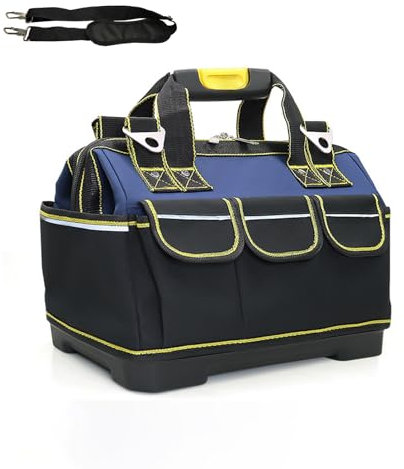 Tool Bag Organiser, Muti-Purpose Tool Bags Heavy Duty,Tool Storage Bag with Adjustable Shoulder Strap with Shoulder Strap, 17 Inch, Blue