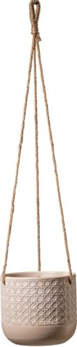 Soendgen Vienna Hängeampel, Blumentopf aus Keramik, Farbe: naturbeige, 15 cm Durchmesser, 14 cm hoch, 3,15 l Vol.