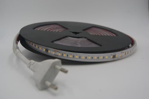 ledsbaleares Tira de LED 220v SIN TRANSFORMADOR cálido (3000k), 120 LEDs/m, 220 V CA, 11w metro, autoadhesiva, IP65 impermeable, corte cada 10 cm. (2 METROS)