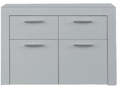 ebuy24 Alma 2 Türen, 2 Schubladen wandhängend weiß Hochglanz – Schuhschrank – H61xT37xB100 – mit Wandbefestigung – modern – für Flur & Eingangsbereich – ideal für schmale Flure