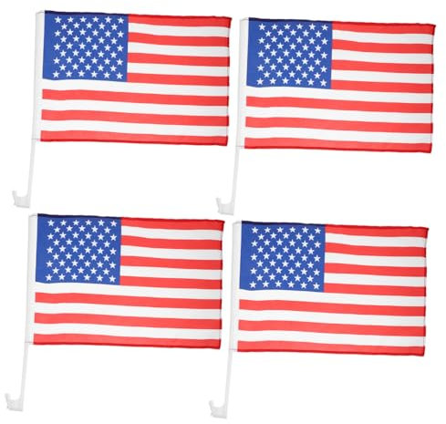 CLISPEED 4pièces Drapeaux Américains Pour Voiture Avec Clip De Fenêtre Drapeaux Décoratifs Résistants Aux Intempéries Pour Véhicules Parades Et Événements