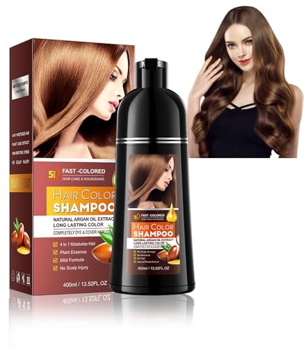 Hair Dye Shampoo,Farbshampoo Braun,Dunkelbraun HaarfäRbe shampoos 3-In-1,NatüRliche Haarfarbe Gegen Graue Haare & Bart,Schnelle Wirkung Und Pflegewirkung,Sofort-Haarfarben-Shampoos,400ml