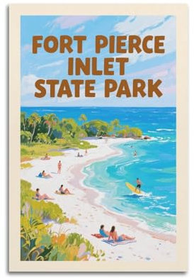 YBJDLO Vintage Travel Fort Pierce Inlet State Park Zimmer Wohnzimmer Dekor Moderne ästhetische Wandkunst Geschenk für Freund Bett Unframe-Stil 40 x 60 cm