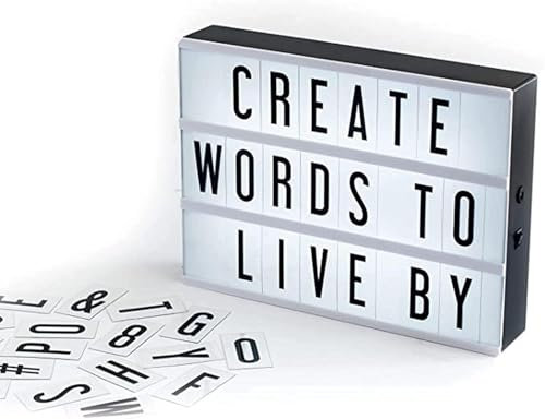 True Face A4 Cinematic Light Box with 90 Letters, Numbers & Symbols – Slide-In Message Lightbox Sign for Home Décor, Events, Parties, and Personal Use – USB or Battery Powered with ON/OFF Switch White