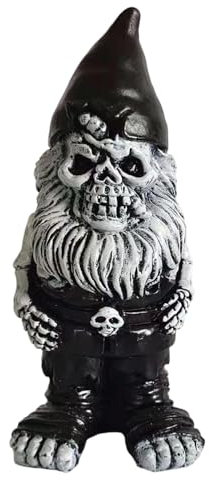 Black Gnome Figurine Halloween Ornament Spooky Garden Gnome Resin Statue for Outdoor Lawn and Courtyard Home Décor (Black A, 10 * 4cm / 3.9 * 1.5inch)
