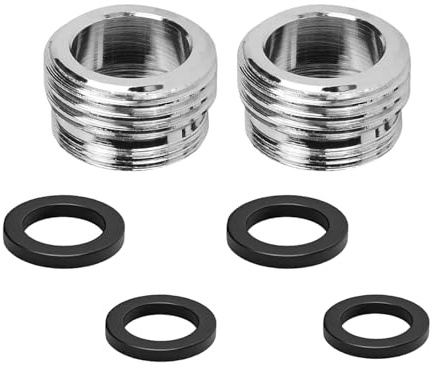 MejaRizon Wasserhahn Adapter, 2 Stück M22-M24 Außengewinde Doppelgewinde Gewindeadapter Metall Wasserhahnadapter mit Gummidichtung, für Küchenarmaturen, Wasserfilter und Schläuche, Wassersparfunktion