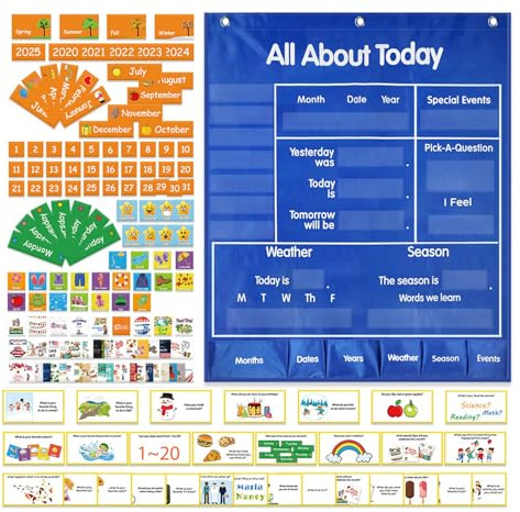 Planentafel mit Hüllen | Schülerkalender für die Primärklasse – Organisation von Aktivitäten im Kindergarten mit Karten, Buchstaben, Wörtern und Wetterwörtern
