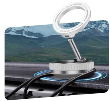 JDBL 5.0 Handyhalterung Auto Magnet【N57-Militärmagnete – 15kg Haftkraft】【Anopräzise 0,01mm -Vakuumhaftung】 Handy Halterung Auto 360° Rotatable for Magsafe Autohalterung Car Auto-Adapt Magnet White