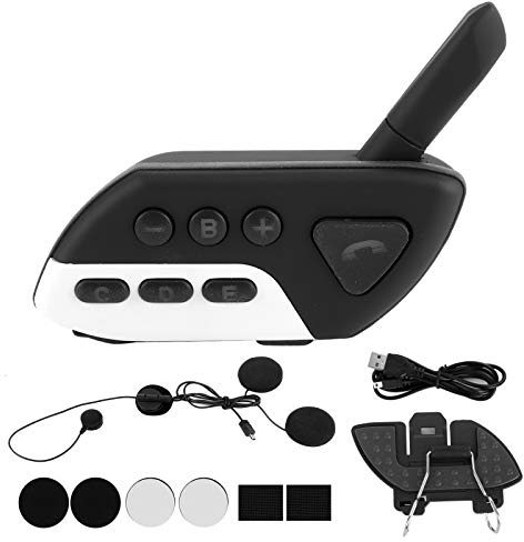 VOBOR M7 Motorrad Bluetooth Headset, 5 Personen Motorrad Helm Intercom, 800m Reichweite Motorradhelm Rauschunterdrückung Gegensprechanlage mit Audio-Multitasking/Musik Sharing (Weiß)